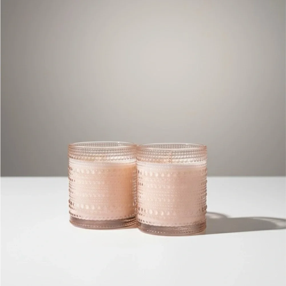 Non Toxic Beaded Scented Candle Set of 2,Blush.